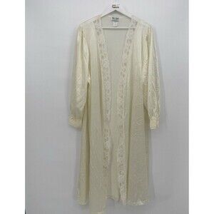 Delta Burke Collection Vintage Cream Satin Robe Lace Coquette Overlay Size 1X